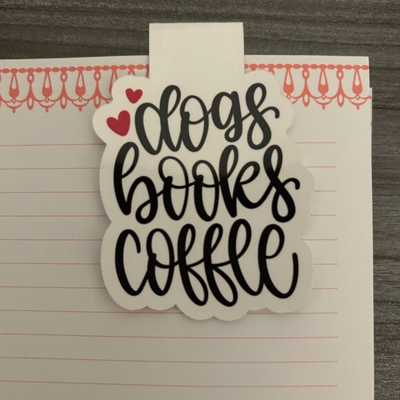 3 for $15 Dogs, Books, Coffee Magnetic Bookmark - Picture 2 of 2
